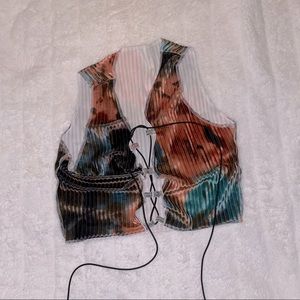 Multi color crop top with ties in front